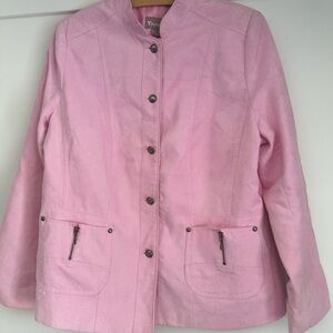 TanJay Pink Utility Jacket with Stand-Up Collar and Relaxed Fit